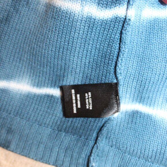 Torrid Blue & White Long Open Knit Cardigan Sweater Women’s Size 0 Tie Dye - Picture 8 of 12